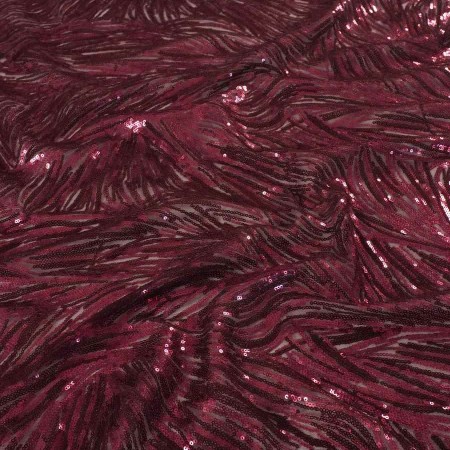 Bordeaux velvet like wavy sequins