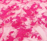 Fuchsia/silver rebrodé embroidered tulle