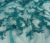 Turquoise rebrodé embroidered tulle