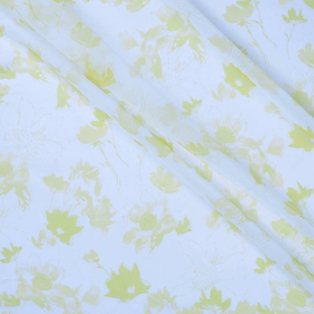 Sky white/lime printed silk organza