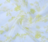 Sky white/lime printed silk organza