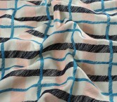 Lino bordado geometrico ivory