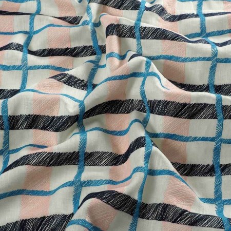 Lino bordado geometrico ivory