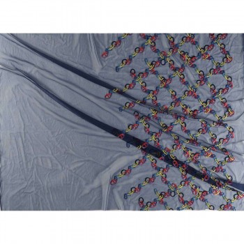 Chain embroidered tulle 74-77cm navy