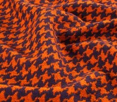 Jacquard lana pata de gallo naranja ciruela