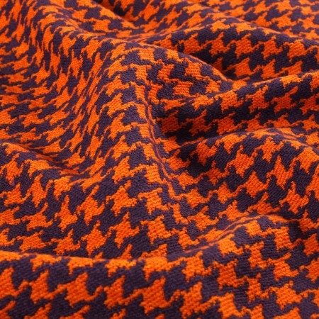 Jacquard lana pata de gallo naranja ciruela