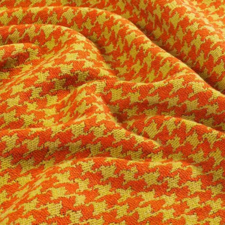 Lime orange houndstooth wool jacquard