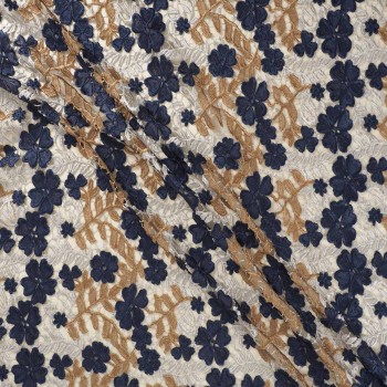 Navy floral guipure