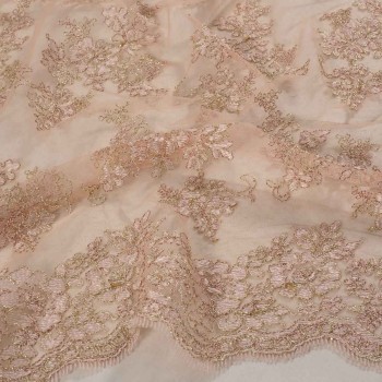 Pink embroidered tulle