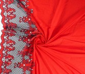 Red ornamental cotton voile